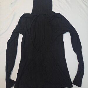 VINTAGE H&M-women's Medium, black long-sleeved turtleneck, backless